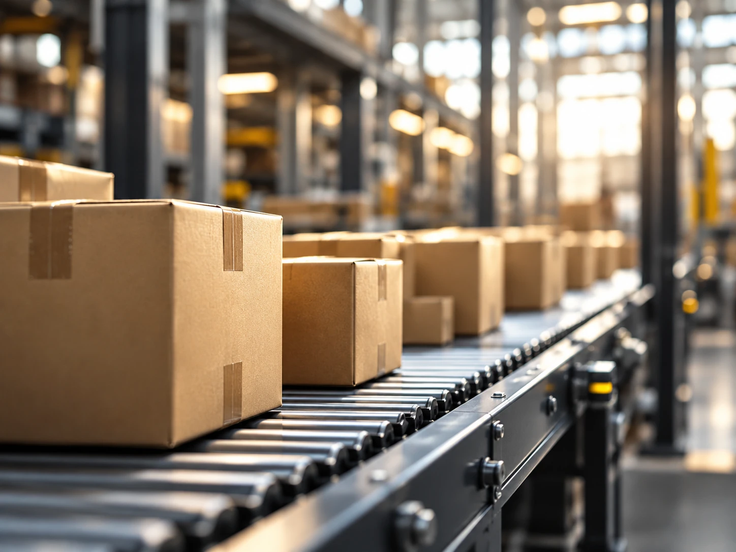 Imagen conceptual de pedidos en una línea de distribución